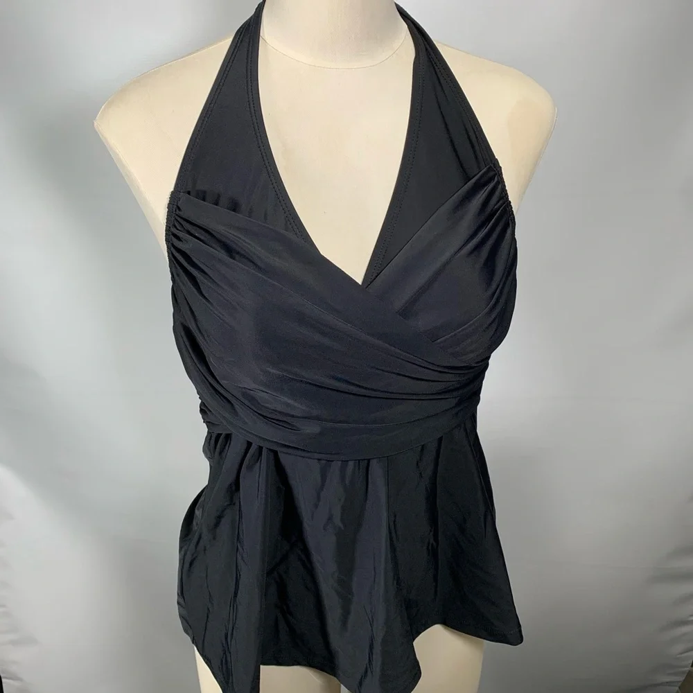 Tie Halter Black‎ Tankini Top
